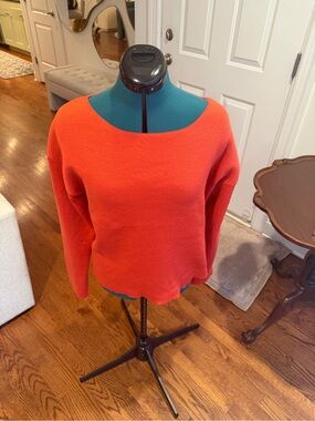 Poof! Coral Orange Boatneck Pullover Sweater